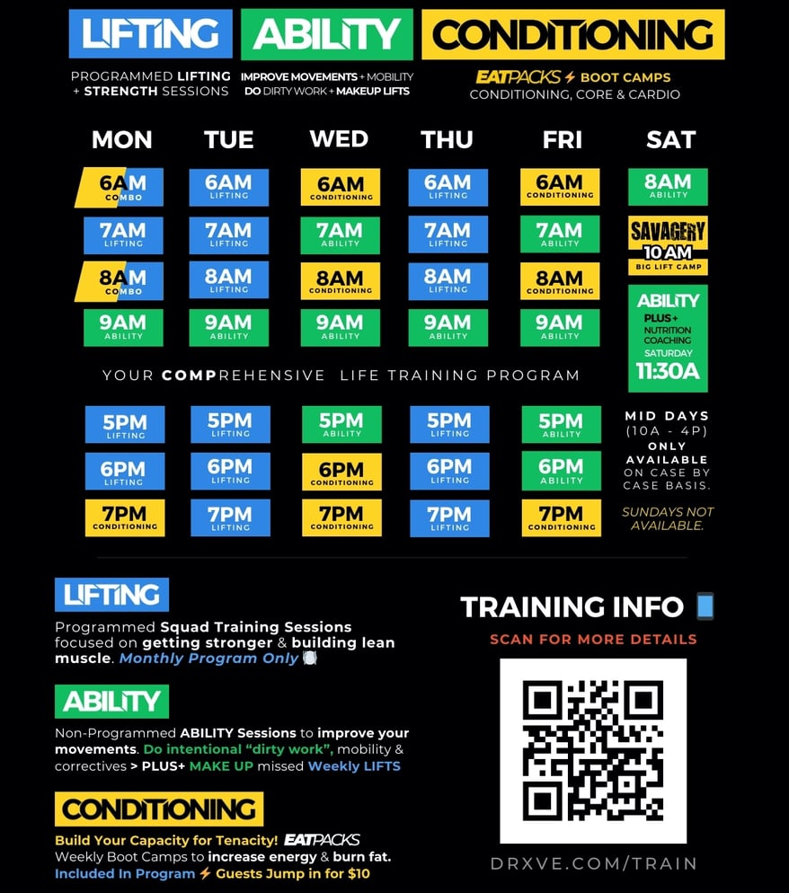 DRXVE TRAINING SCHEDULE