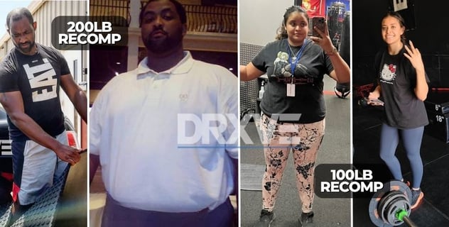200lb and 100lb body recomposition results - Coach Alverez and Liz - DRXVE Training Pasadena TX