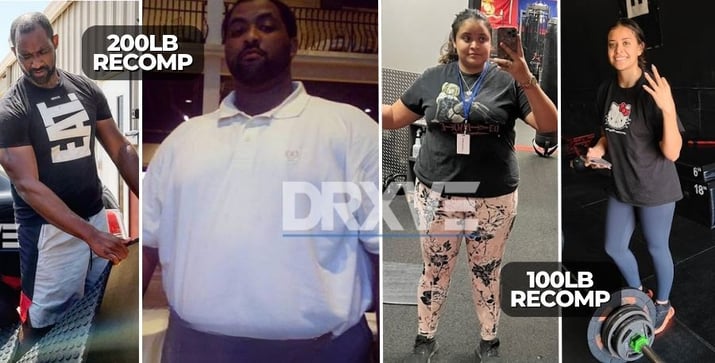 200lb and 100lb body recomposition results - Coach Alverez and Liz - DRXVE Training Pasadena TX