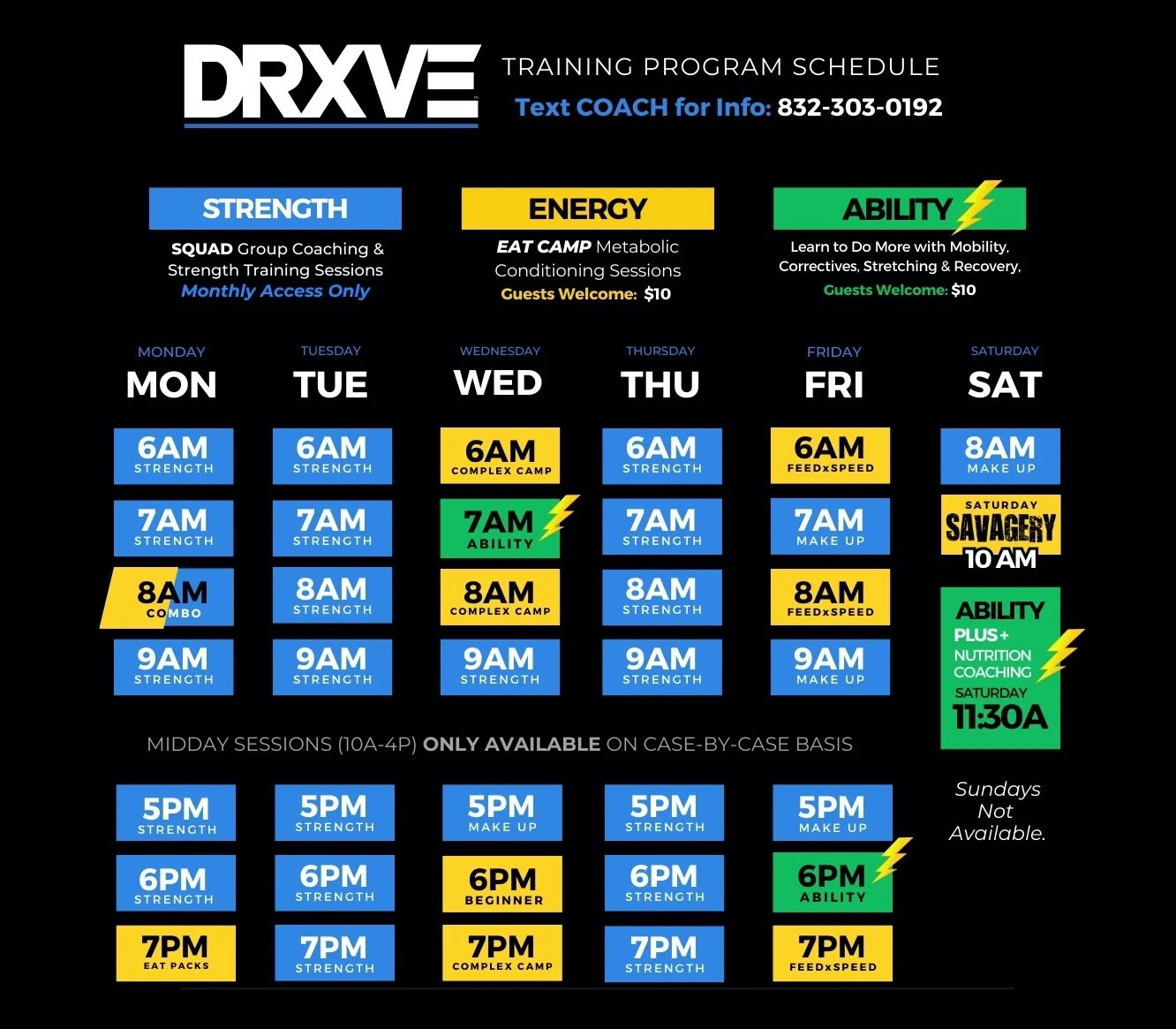 DRXVE SCHEDULE